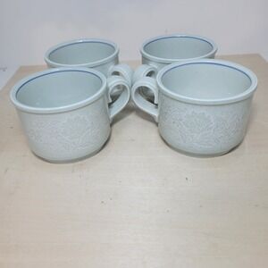 Noritake Versatone II‎ Frost Flower Mugs Set of 4 Pale Green Floral